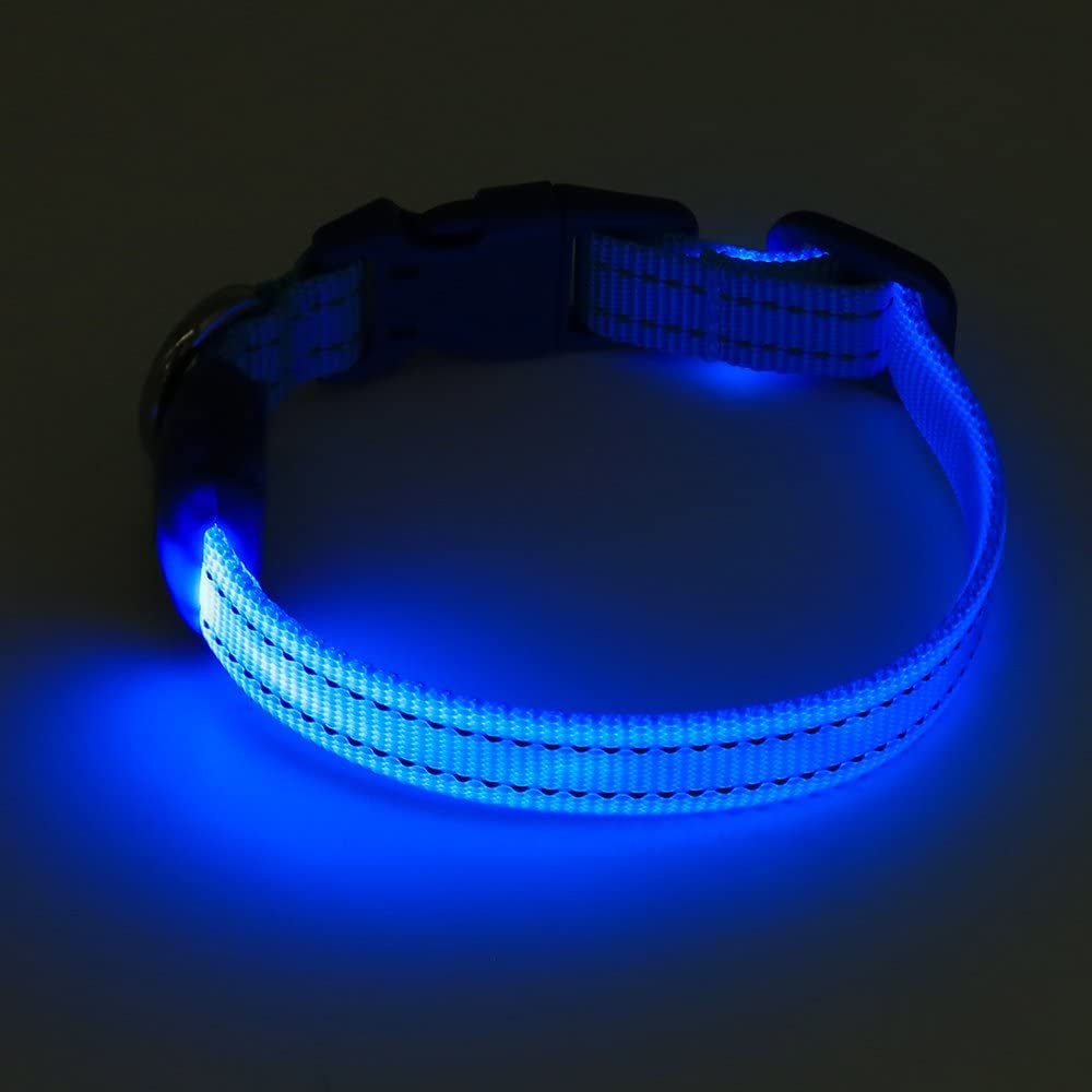 Puppy LED Dog Collar - Rechargeable Light up Dog Collar Reflective Glowing Pet Collars Keep Your Small Dogs and Cats Visible & Safe in the Dark (XS, Royal Blue)