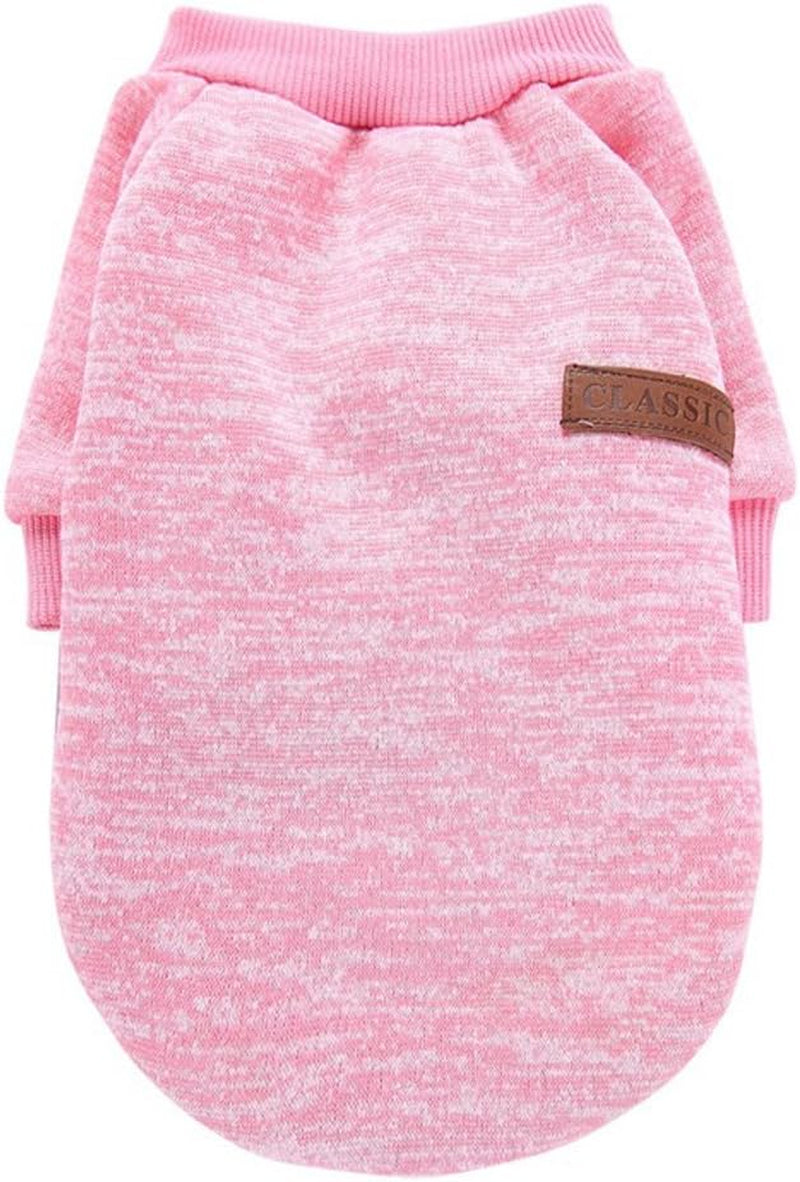 Pet Dog Clothes Soft Thickening Warm Shirt Winter Puppy Sweater for Dogs (Pink, S)