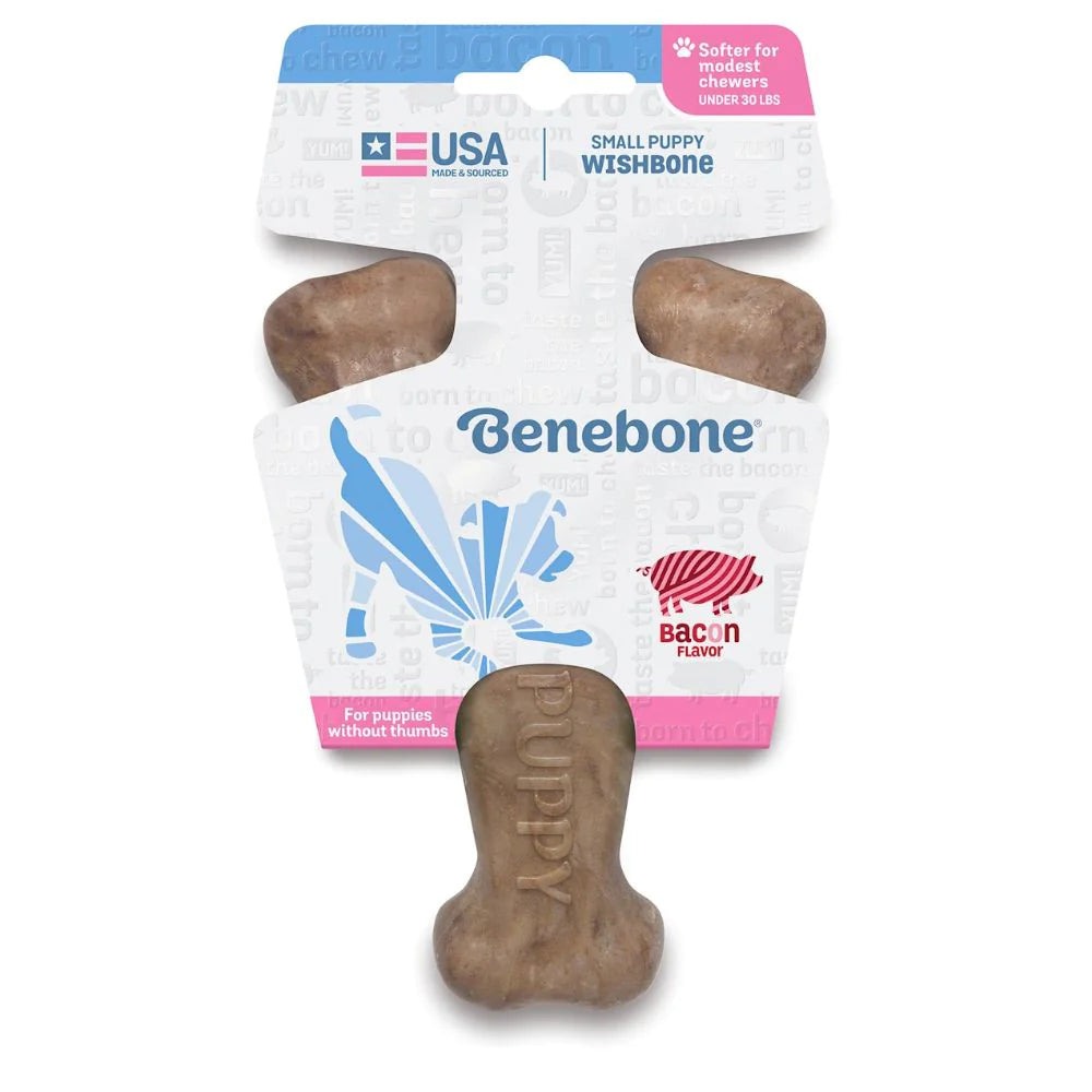 Benebone Puppy Wishbone Bacon Dog Chew Toy