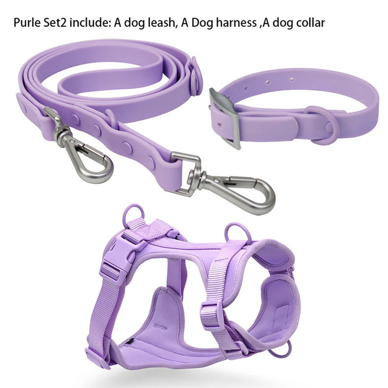 Dog Harness and Leash Set No Pull Dog Vest Harness PVC Waterproof Dog Leash Collar for Small Medium Large Dogs