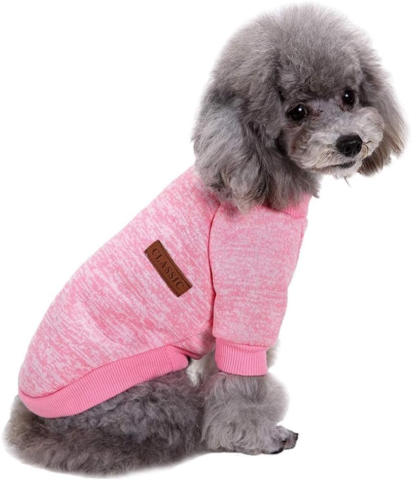 Pet Dog Clothes Soft Thickening Warm Shirt Winter Puppy Sweater for Dogs (Pink, S)