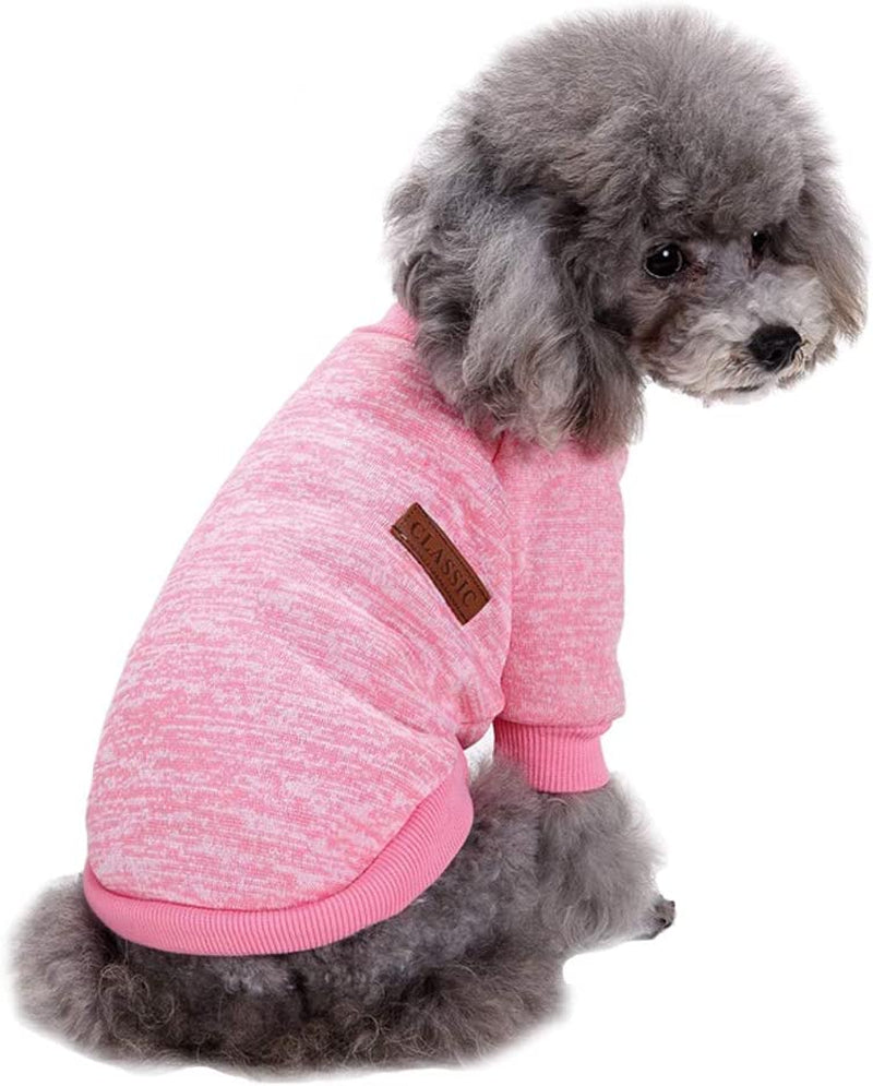 Pet Dog Clothes Soft Thickening Warm Shirt Winter Puppy Sweater for Dogs (Pink, S)