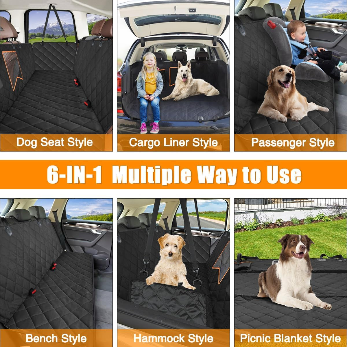 Dog Car Seat Cover for Back Seat, 100% Waterproof Dog Seat Cover with Mesh Window, Anti-Scratch Nonslip Durable Soft Pet Dog Car Hammock for Cars Trucks and SUV